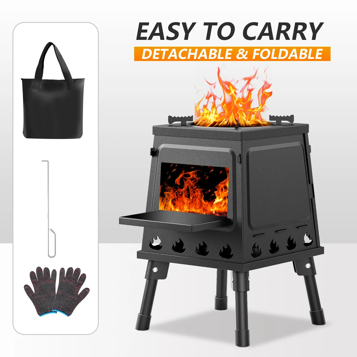 Wood Burning Camp Stove Portable Cast Iron Wood Stove