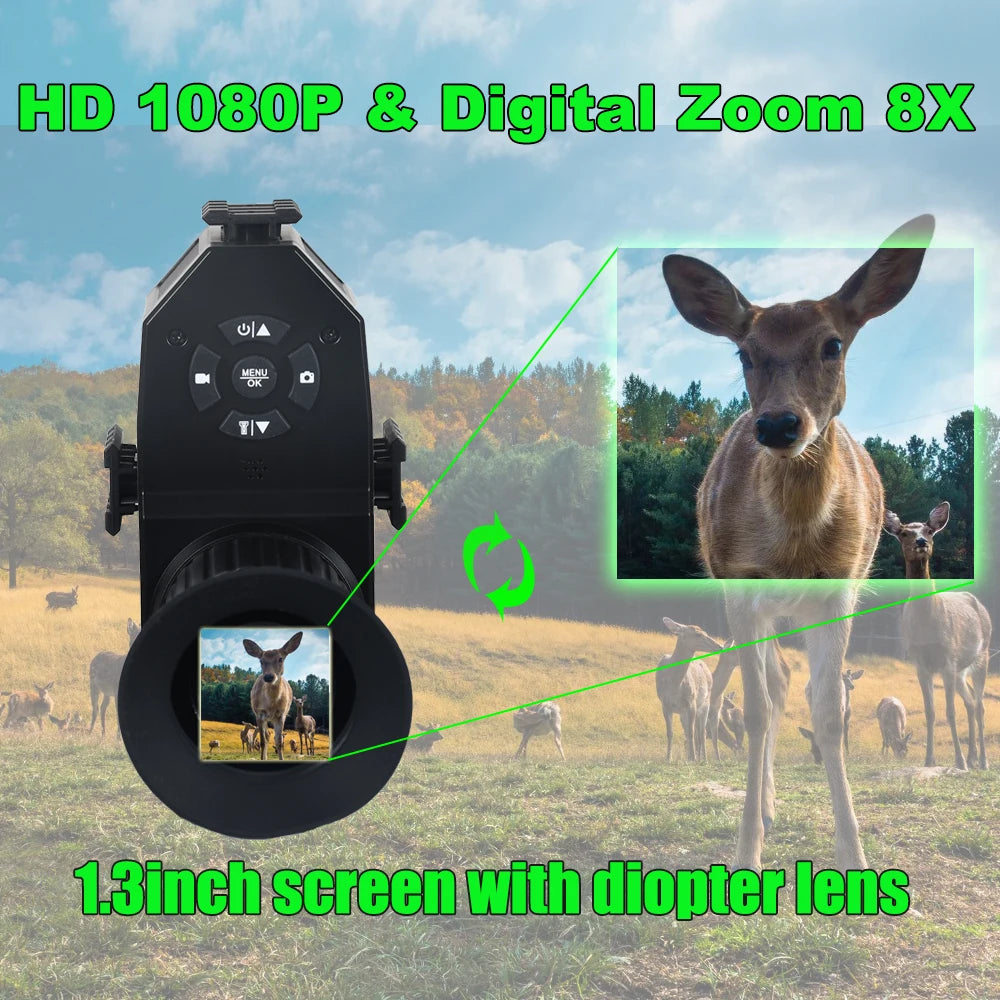 Digital Night Vision Riflescope Monocular HD 1080P 8X Zoom 850NM Infrared 200M Night Vision
