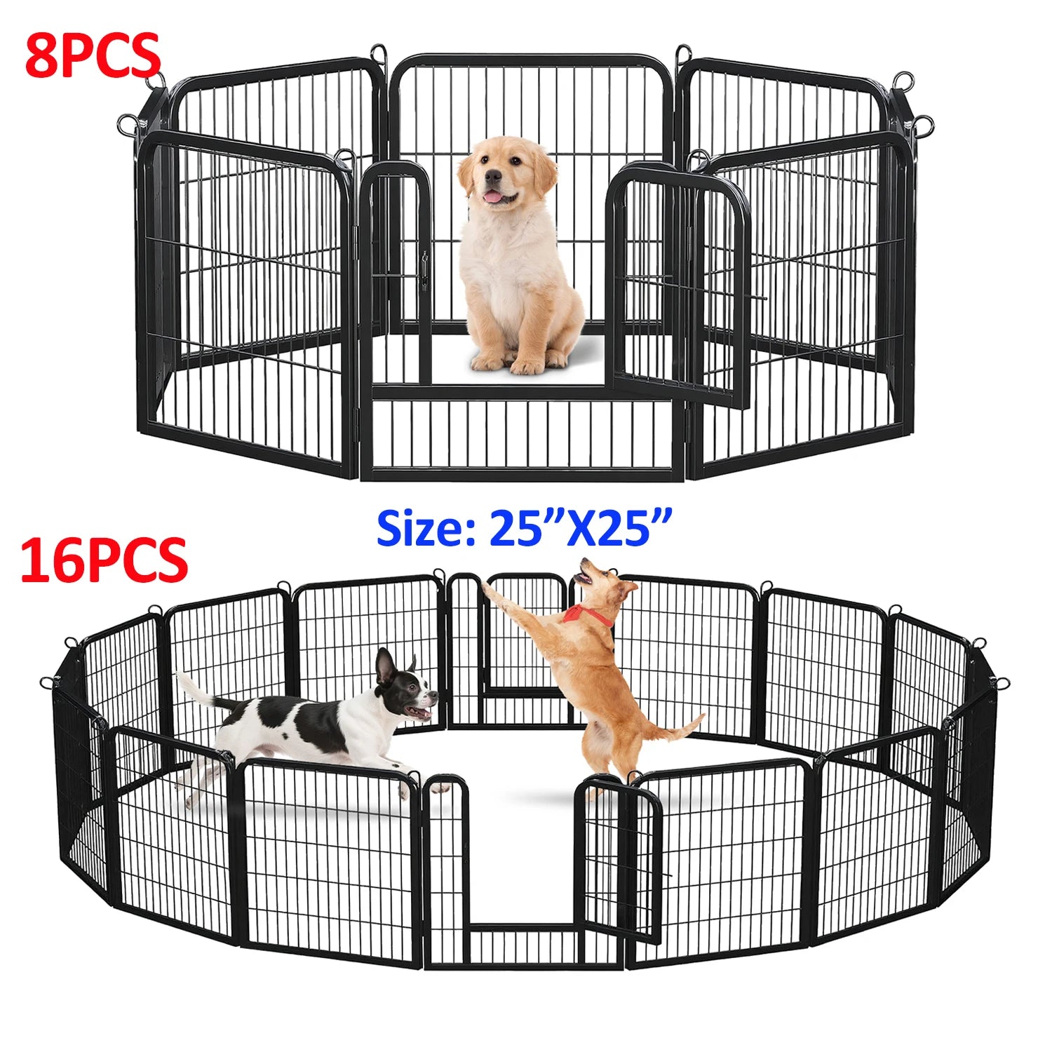 Dog Playpen with Door, Outdoor/Indoor Foldable Metal Pet Fence, Heavy Duty for Yard, RV Camping