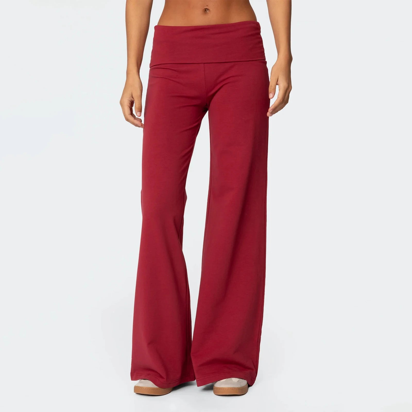 Casual Wide Leg Sweatpants for Women Fold Over Low Rise Flare Yoga Lounge Pants Fold over Low Flare