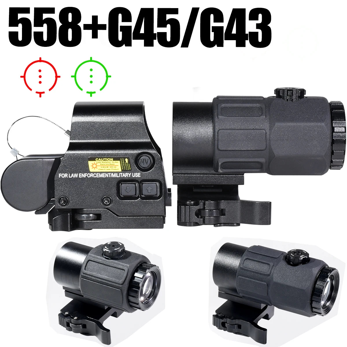 558 Holographic Red Dot G33/G43/G45 3X/5X Magnifier Red Green Reflex Sights Tactical Scope Folding