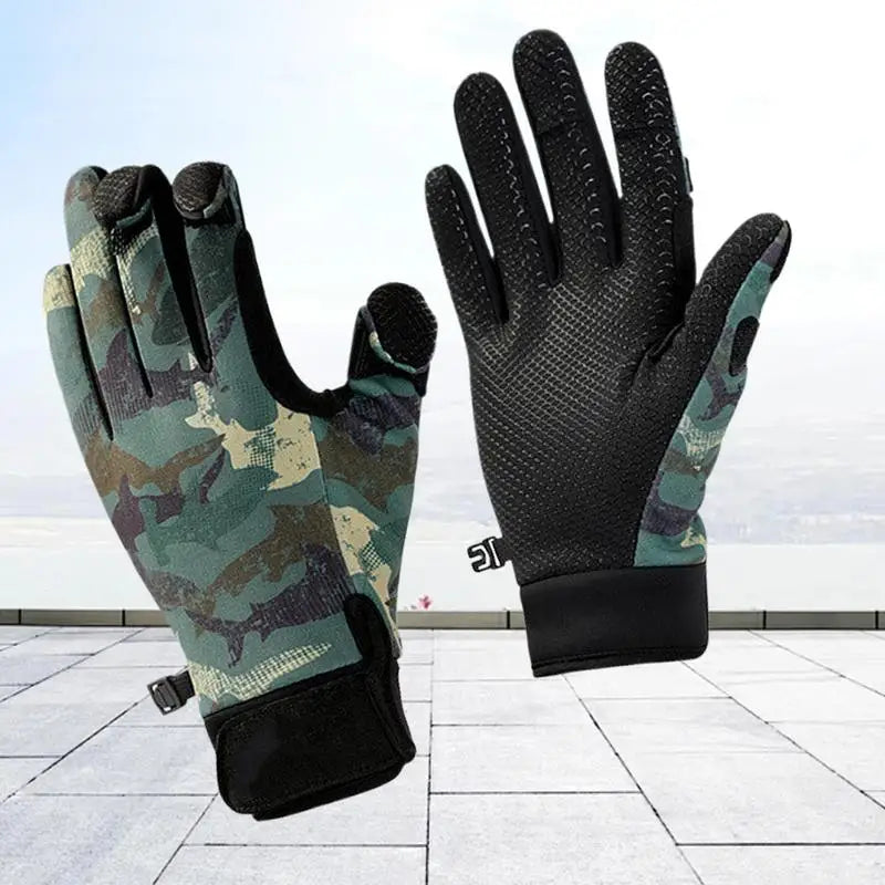 Ice Fishing Fingerless Gloves Touchscreen Non-Slip Fishing Equipment