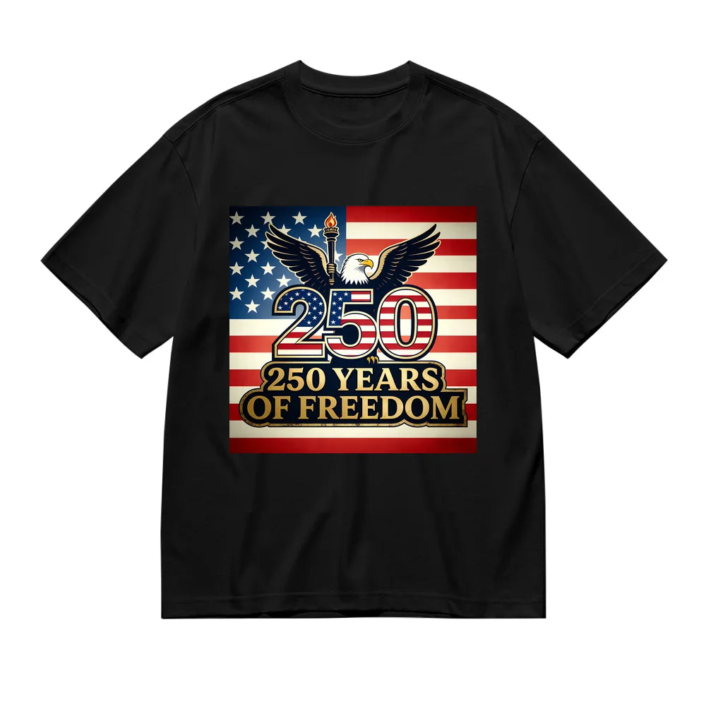 250 Years Of Freedom 1776-2026 T-Shirt American Eagle US Flag Patriotic 4th Of July Graphic Tee Shirt Tops Oversize T-shirts