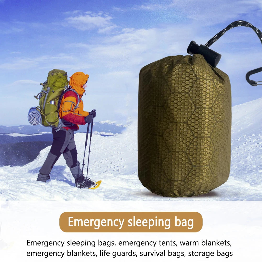 Emergency Thermal Sleeping Bag Portable Survival Blanket PE Aluminum Film Warm Windproof Waterproof for Camping Hiking Outdoor