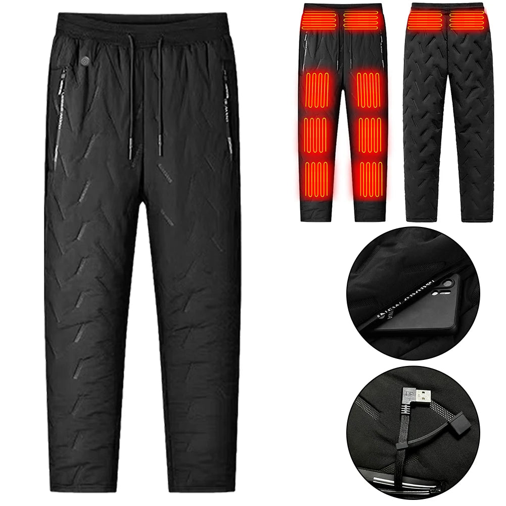 Unisex Heating Pants 10 Heating Zones Electric Thermal Trousers 3 Temperature Modes Waterproof Winter