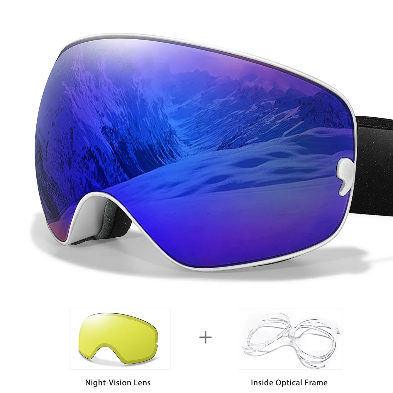 Anti-Fog SKI Goggles Snowboard Goggles UV400 with Night Vison Lens Men Women Teen