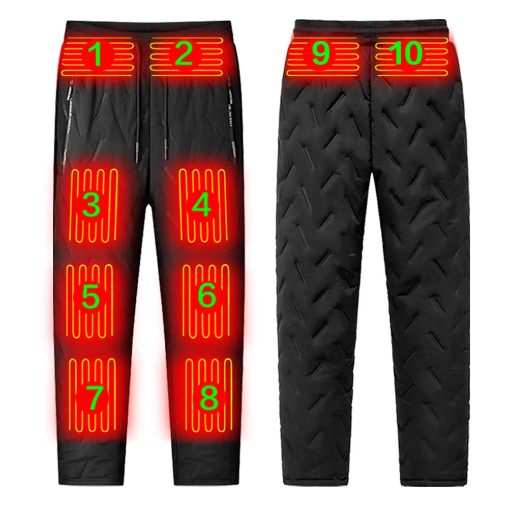 Unisex Heating Pants 10 Heating Zones Electric Thermal Trousers 3 Temperature Modes Waterproof Winter