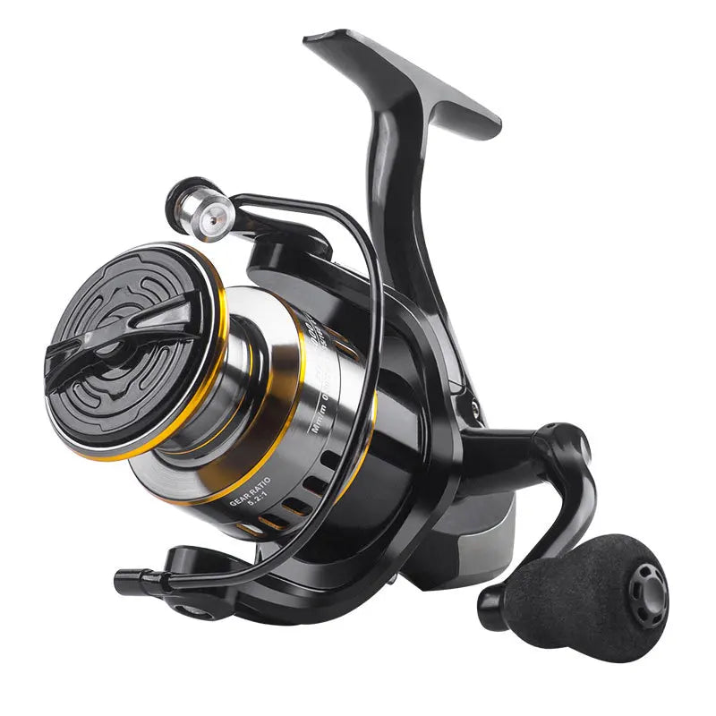 1 Piece Two-Hand Rotating Fishing Reel, He1000-7000 Series, 5.2:1 Gear Ratio, 22.05lb Extraction, Smooth and Sensitive Aluminum Alloy Body, Pa Nylon, Left/Right Hands Can Be Changed