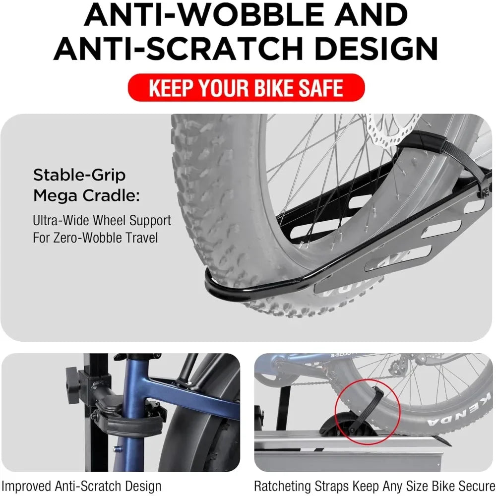 Hitch Mount Single Bike Rack with Ramp for Electric Bike, 100 lbs. Capacity Bike Carrier