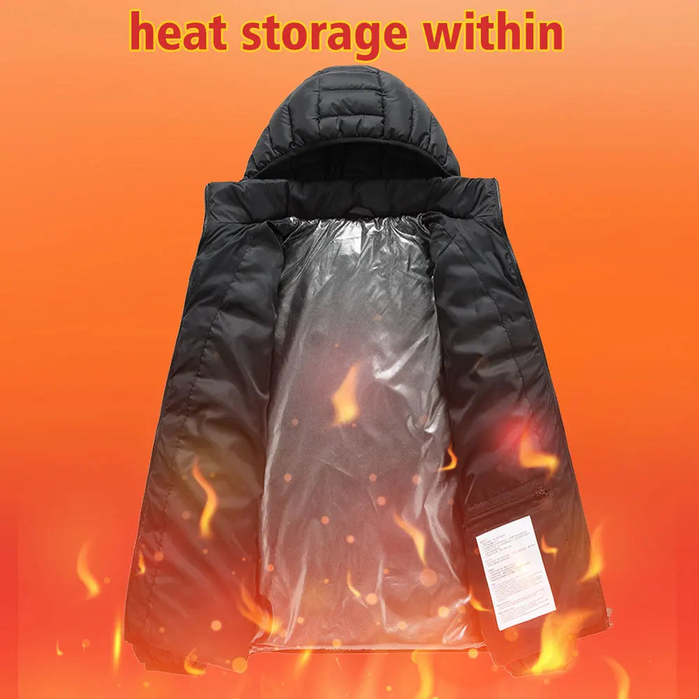21 Areas Heating Jackets Smart Thermostat Pure Color Hooded Heated Clothing Winter USB Electric Heated Coat Self Heating Clothes