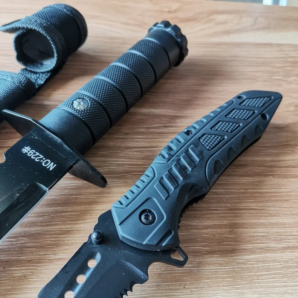 Premium Stainless Steel Knife Set: Fixed & Folding Blades and Rust-Resistant