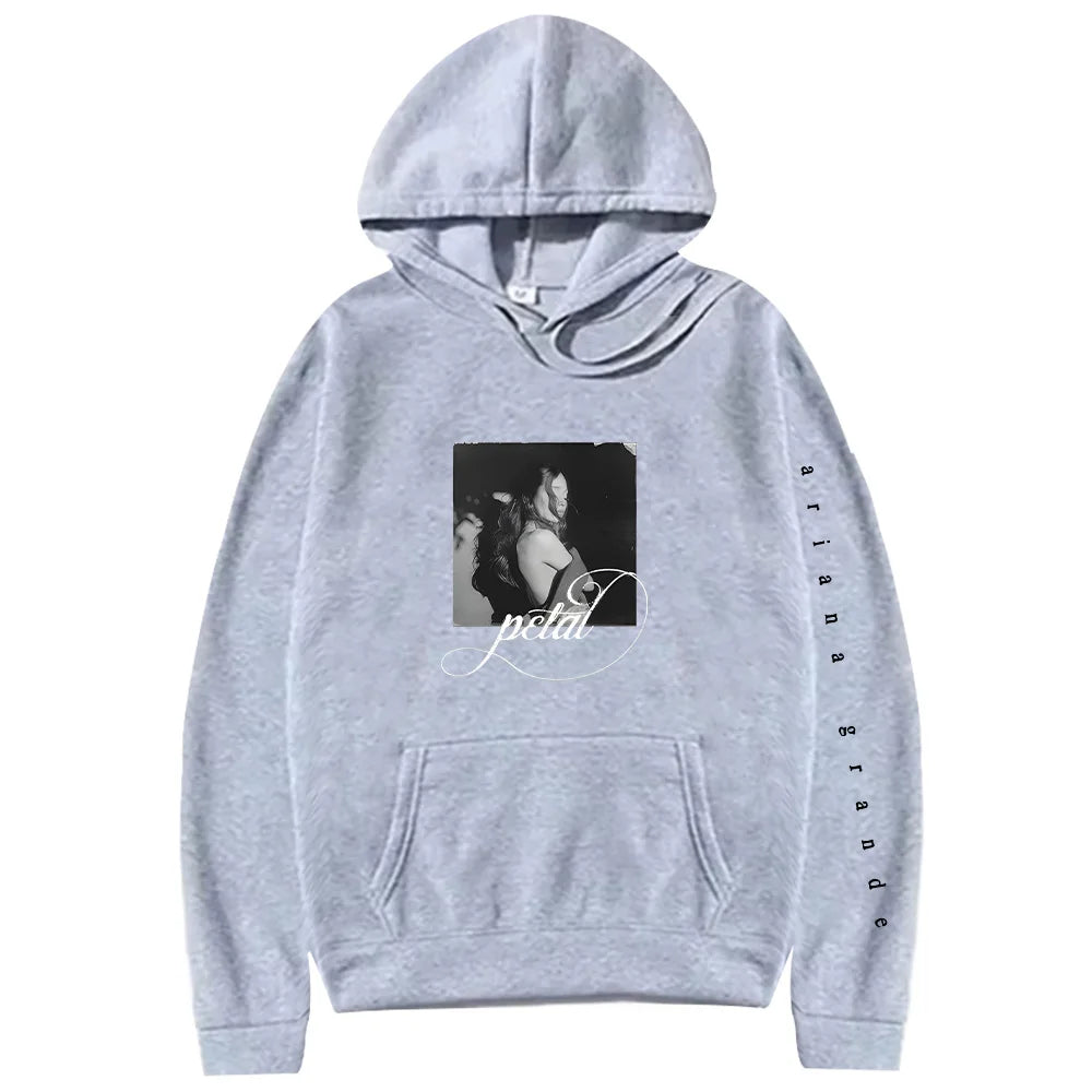 Fashion Ariana Grande Petal Hoodie Vintage Print Hoody Women Men Casual Long Sleeve Hooded Sweatshirts