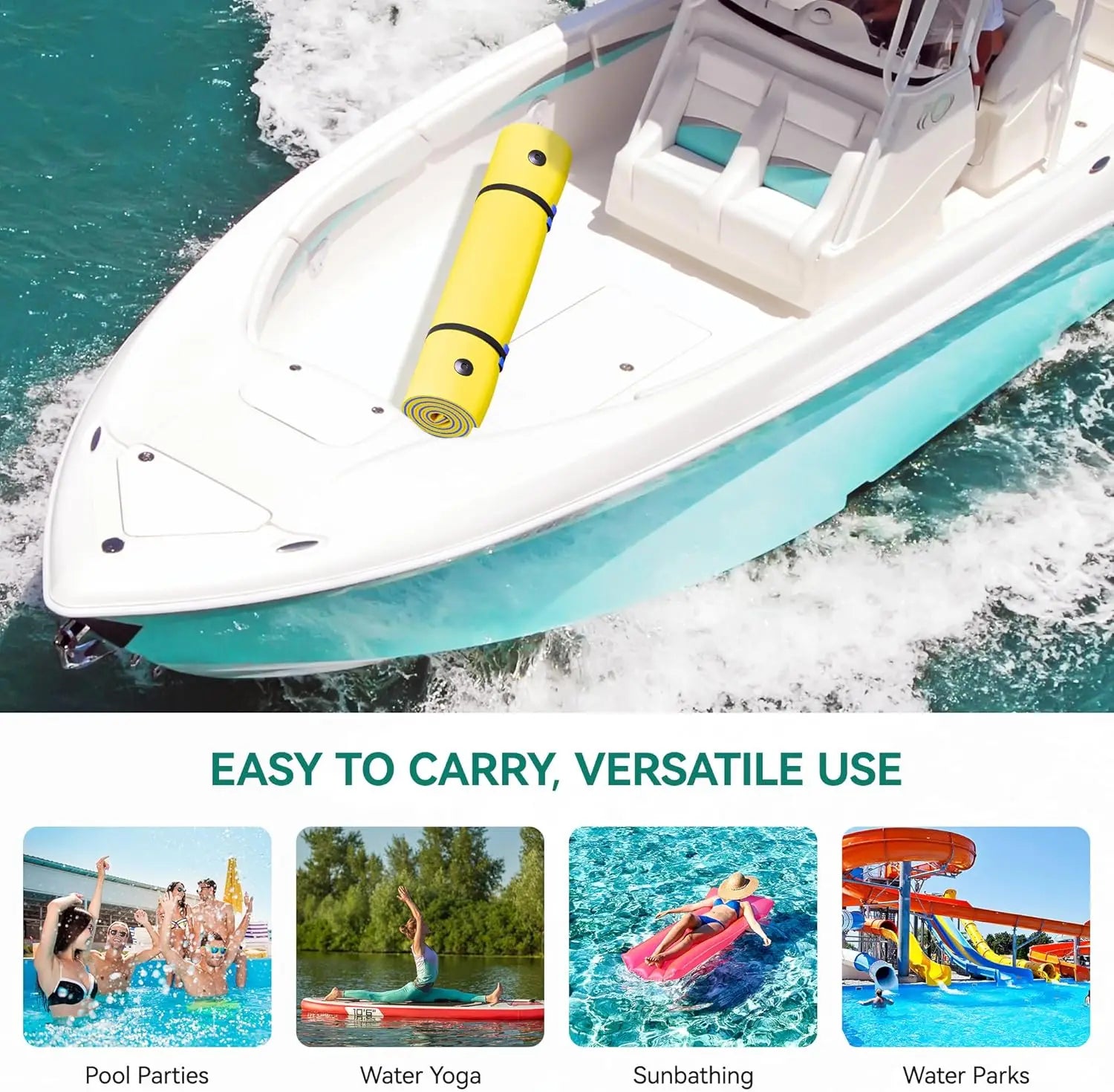 9'/12' Lily Pad Floating Mat Portable Outdoor Water Floating Mat, 3-Layer XPE Floating Island