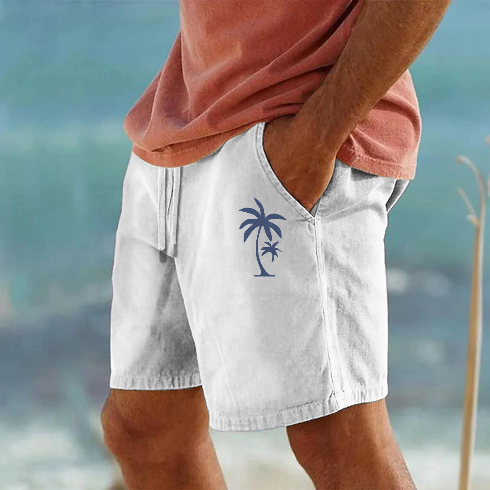 Men Cotton Shorts Resort 3D Printed Shorts Elastic Waist Drawstring Beach Women's Lightweight Hiking Cargo Pants