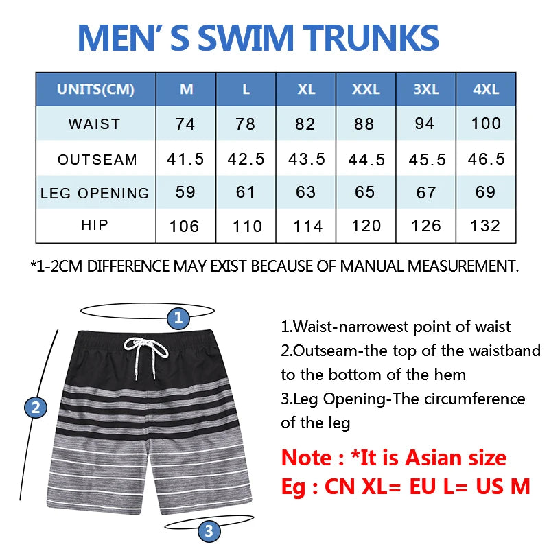 Quick Dry Summer Mens Siwmwear Beach Board Shorts Briefs For Man Swim Trunks
