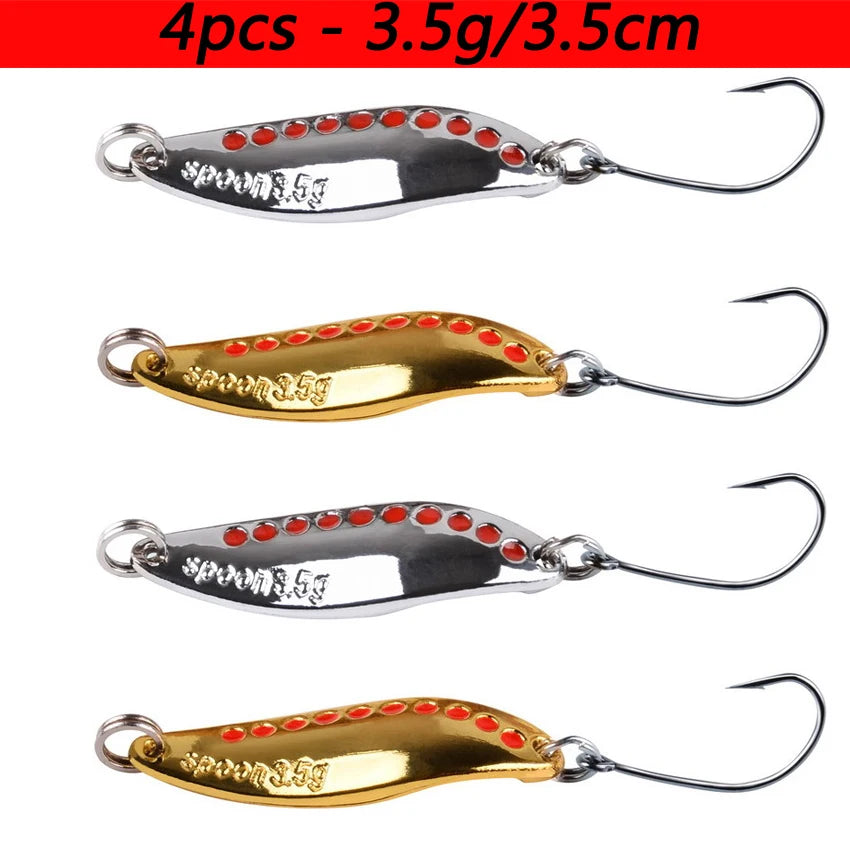 4pcs Metal Vib Leech Spinners Spoon Lures 2.5g-25g Artificial Bait Pesca Fishing Lure Hook Tackle Set for Bass Pike Perch