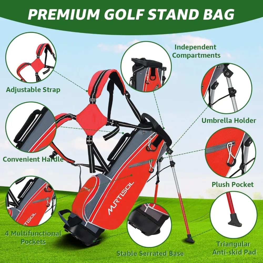 5/6 Pieces Kids Golf Club Set, Set Ages 4-12 Includes Stand Bag, Irons and Putter Right Hand