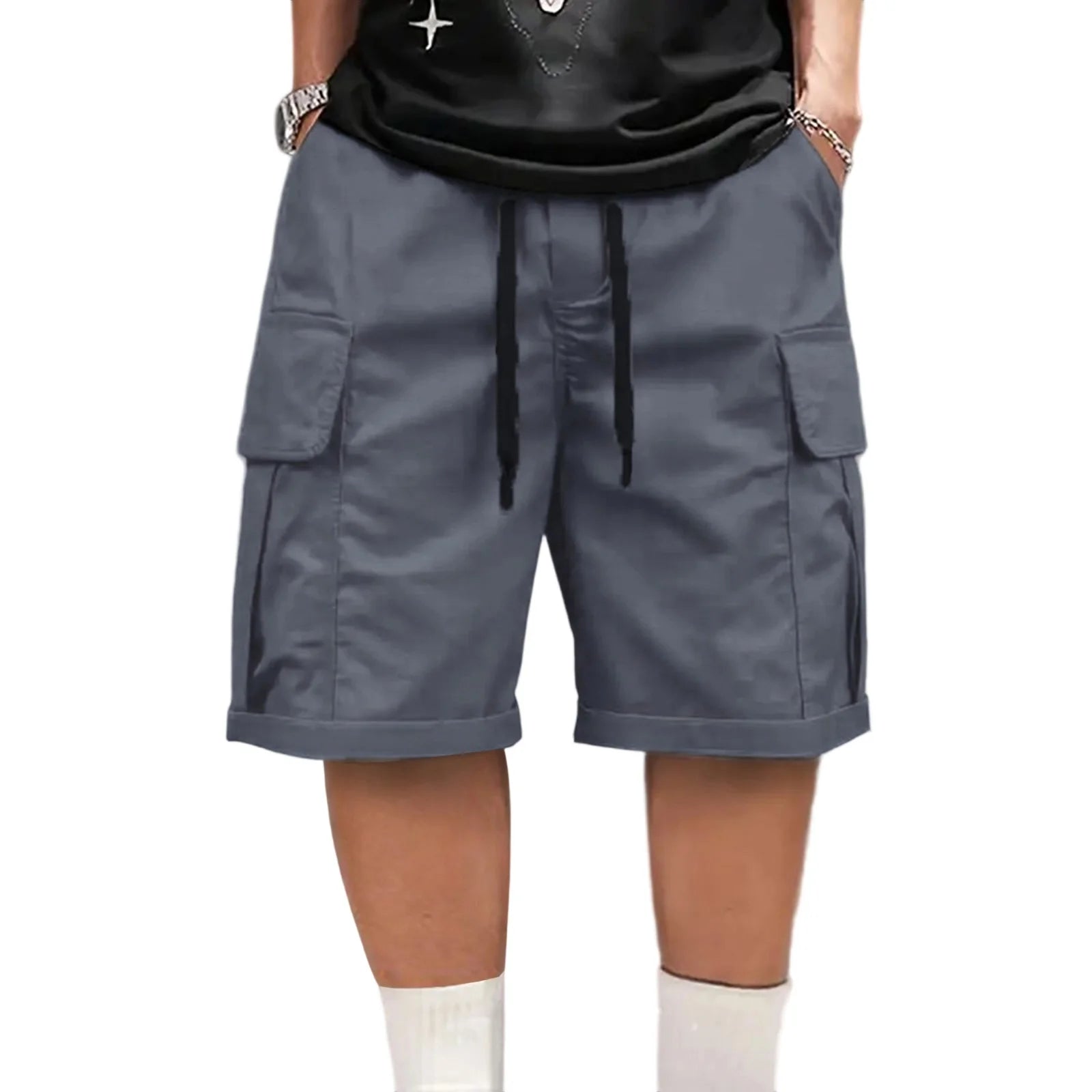 Men s Lightweight Quick Dry Cargo Shorts with Elastic Waistband and Multiple Pockets