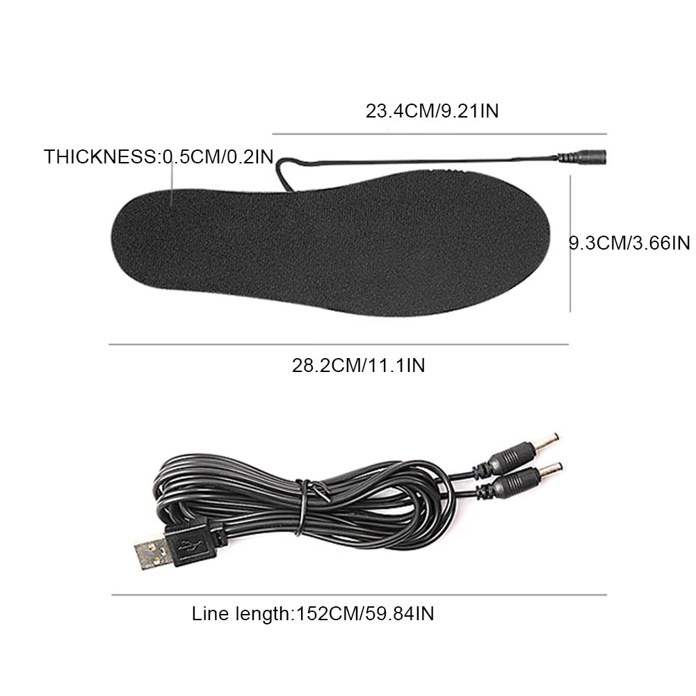 USB Heated Shoe Insoles Electric Heated Shoes Pad Cuttable Foot Warming Pad Washable Rechargeable
