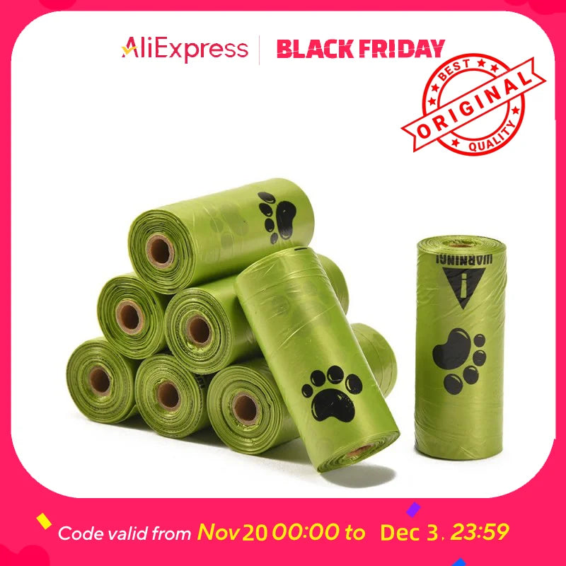 Biodegradable Pet Waste Bags , Extra Thick Poop Bags, Portable Roll with Dispenser
