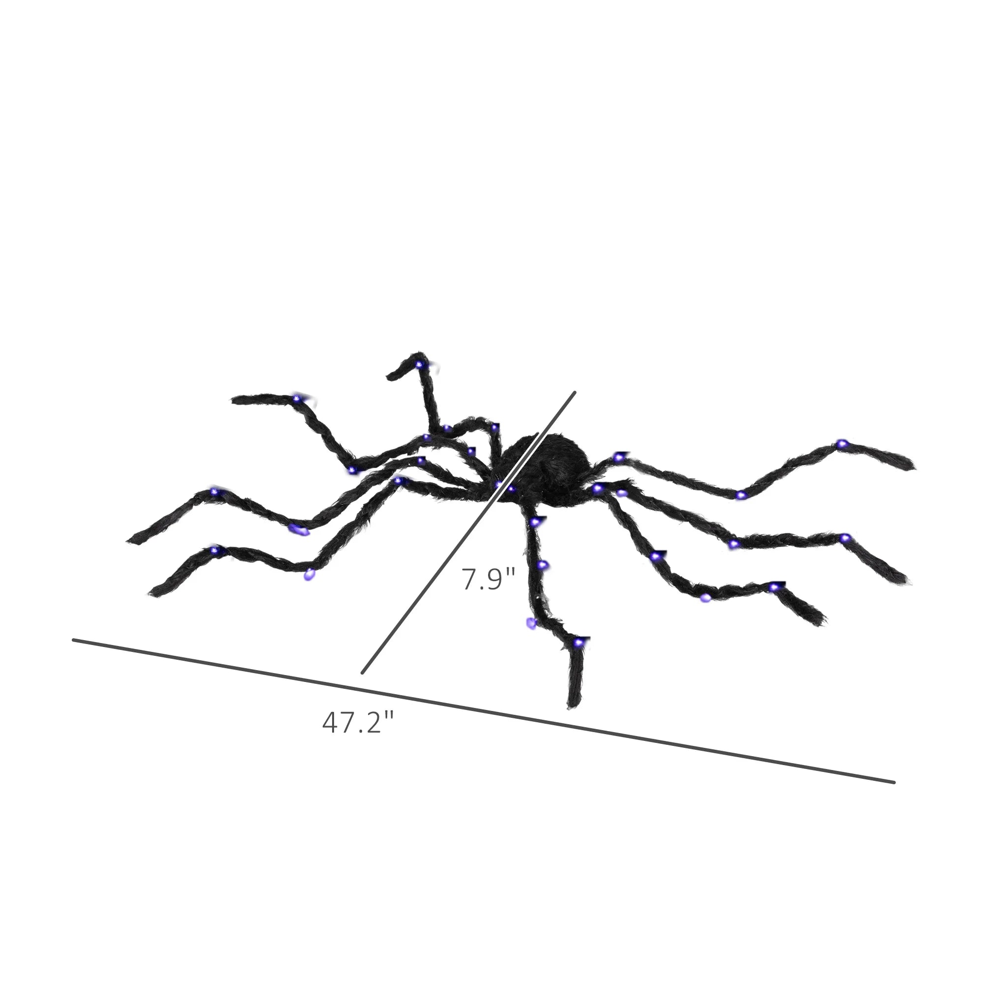 3.25" Outdoor Halloween Decoration, Light-up Oversized Spider Halloween Prop with Light Up Bendable Legs