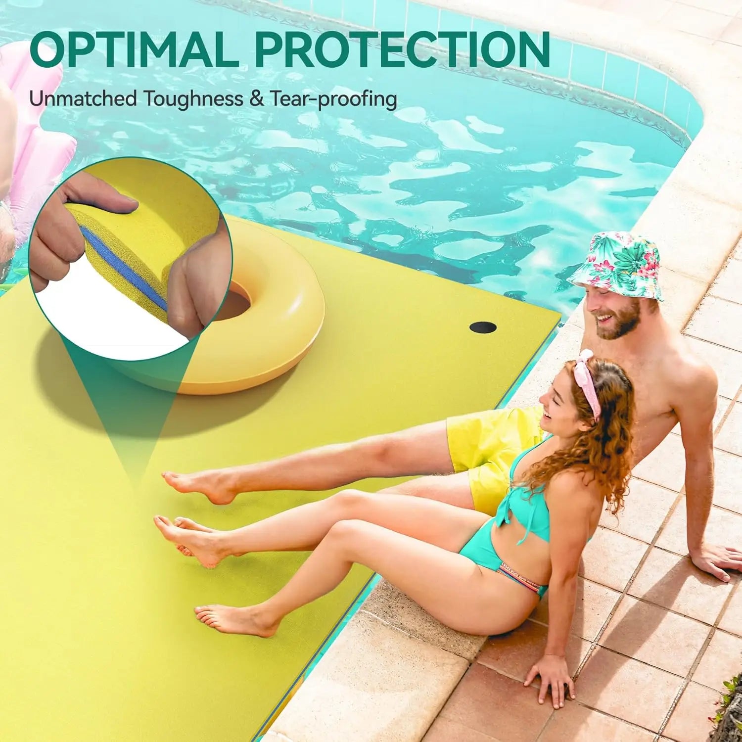 9'/12' Lily Pad Floating Mat Portable Outdoor Water Floating Mat, 3-Layer XPE Floating Island