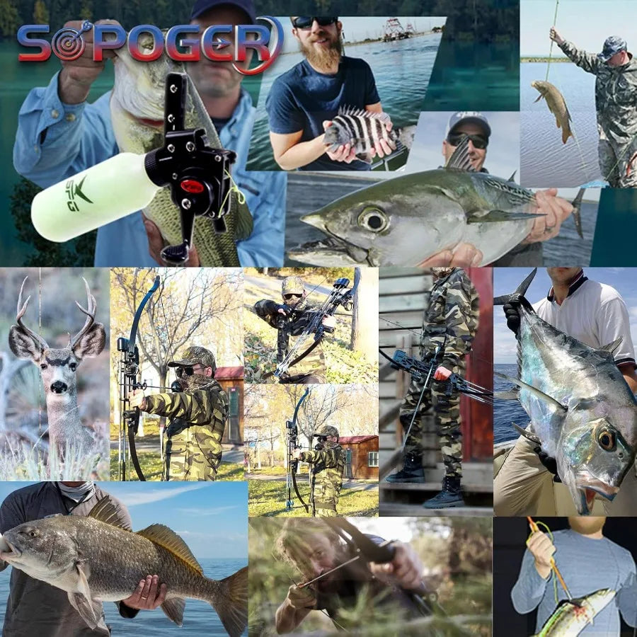 SOPOGER Bowfishing Recurve Bows Set Archery Bow Kits Package Dual Use Hunting Practice Shooting Fish