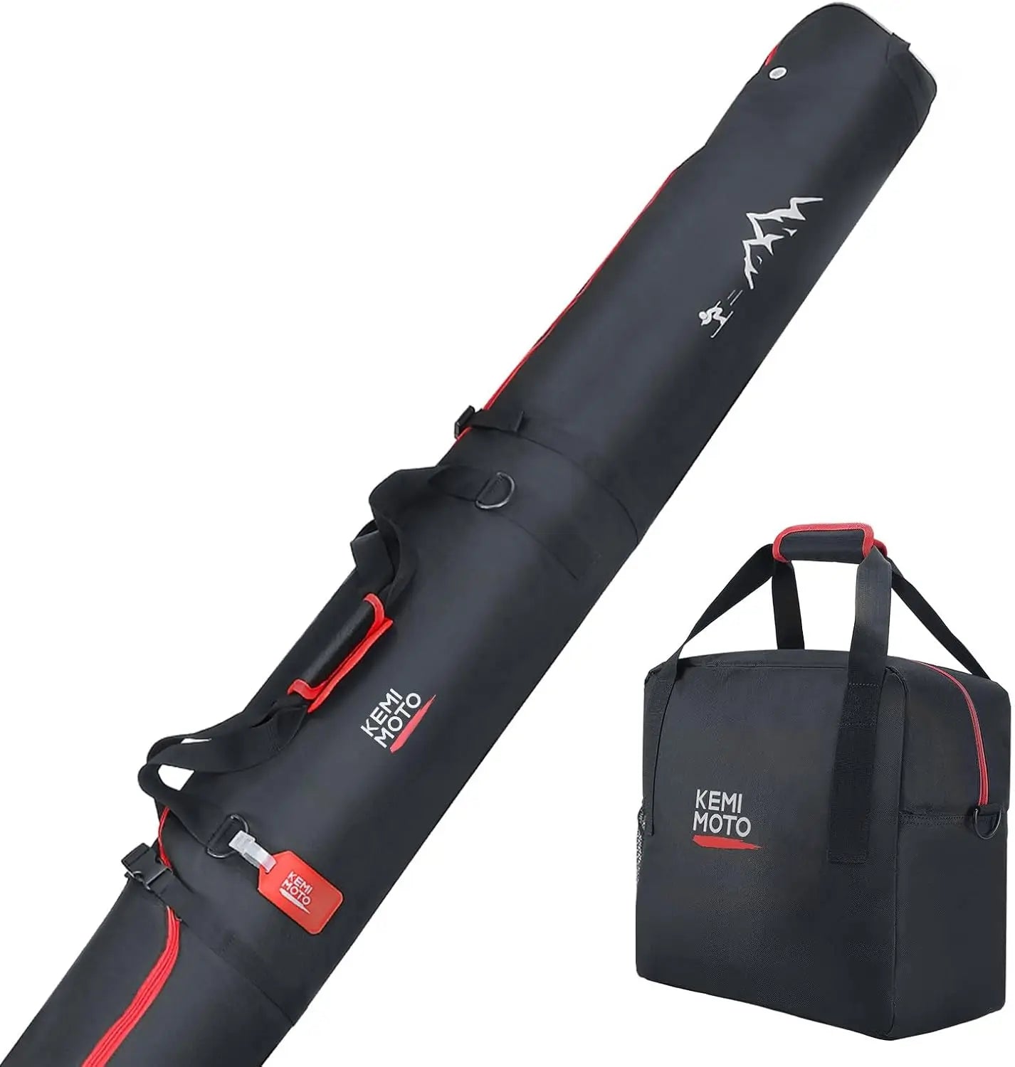 Ski & Boot Bag Combo, Padded Ski Travel Bags for Skis Up to 200cm