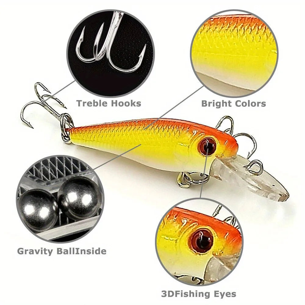 30pcs Fishing Lures Set – Crankbaits, Minnow Baits & Hooks for Freshwater & Saltwater