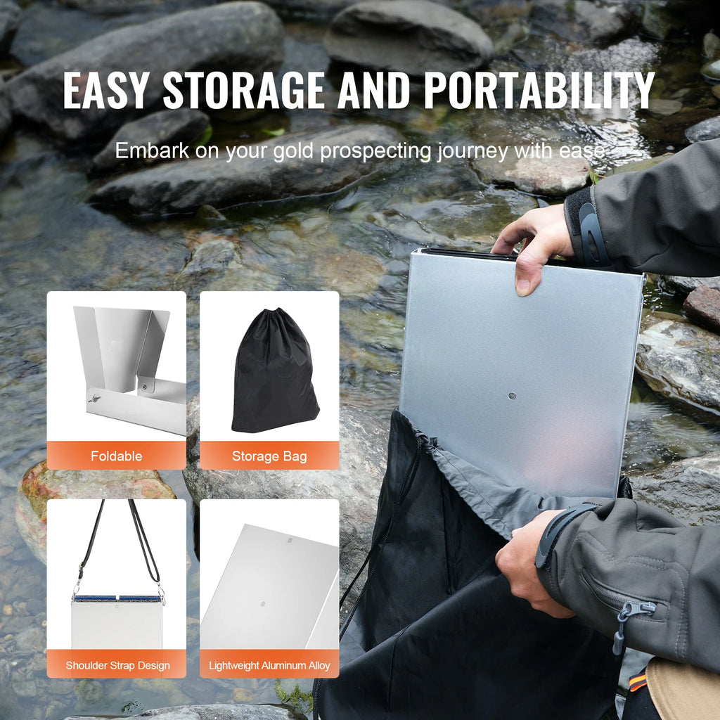 SucceBuy 50" 12" Complete Sluice Box Gold Panning Kit Aluminum Alloy Gold Mining Equipment