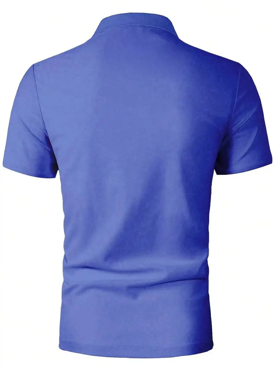 Men's Blue Gradient Polka Dot Golf Polo Shirt, Short Sleeve, Casual Sportswear