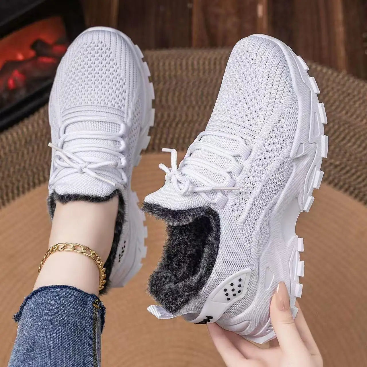 Women's Winter Lightweight Warm Sneakers Waterproof Non-Slip Outdoor Walking for Cold Weather