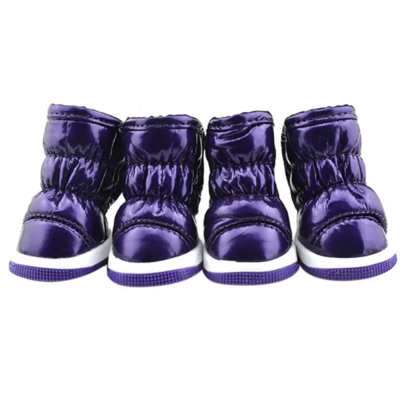4pcs/set Pet Dog Winter Rain Shoes Waterproof Dogs Warm Snow Boots Puppy Dog Non-Slip Shoes