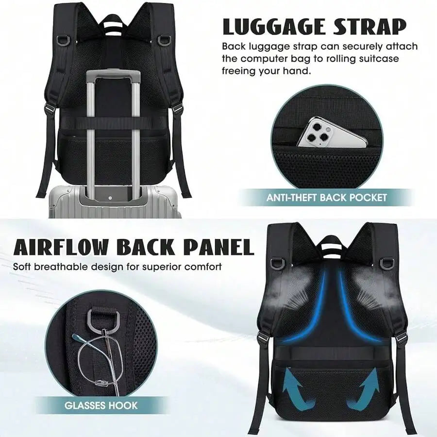 Travel Laptop Backpack 17 Inch Extra Large 45L USB Charging Water Resistant Anti Theft College Business Bag