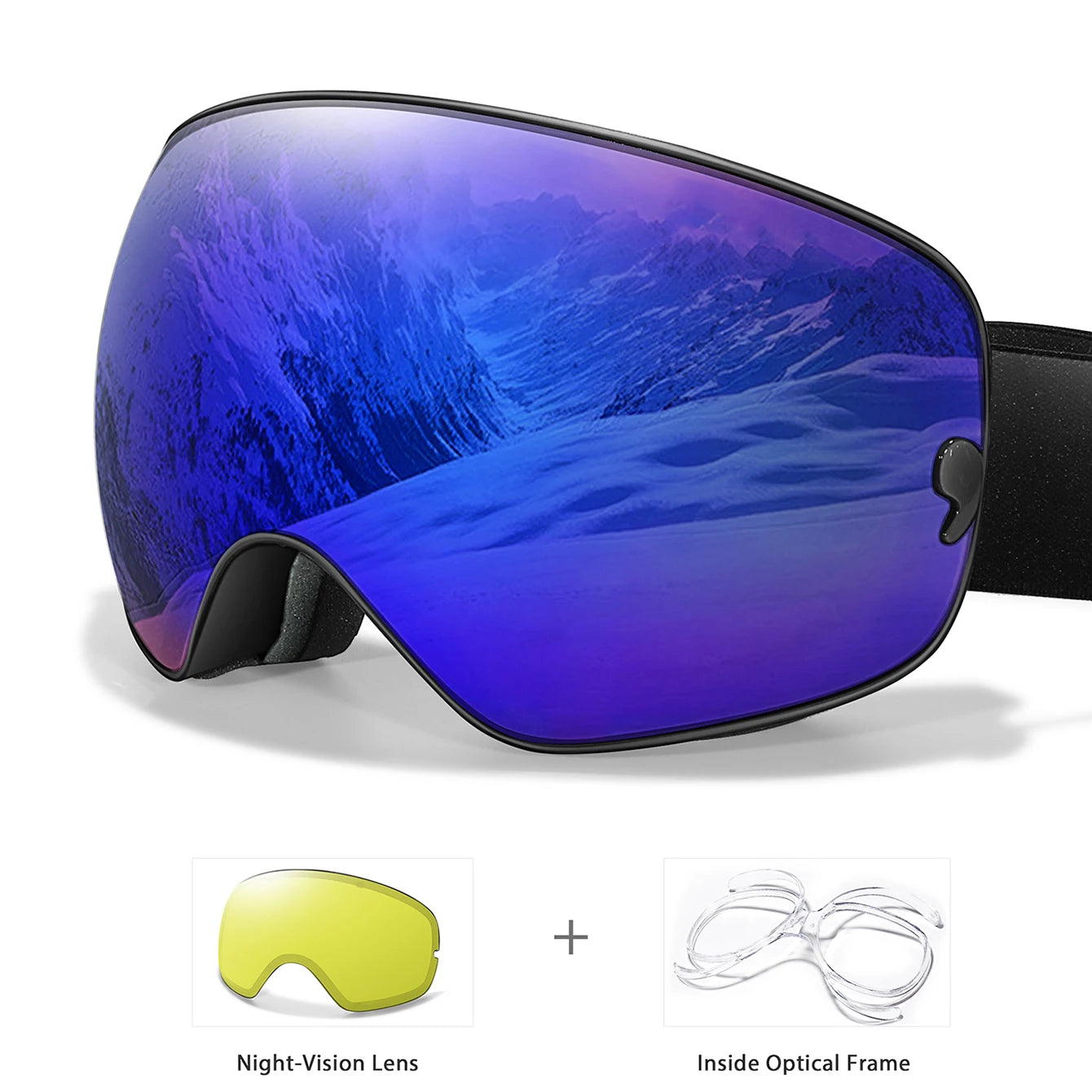 Anti-Fog SKI Goggles Snowboard Goggles UV400 with Night Vison Lens Men Women Teen