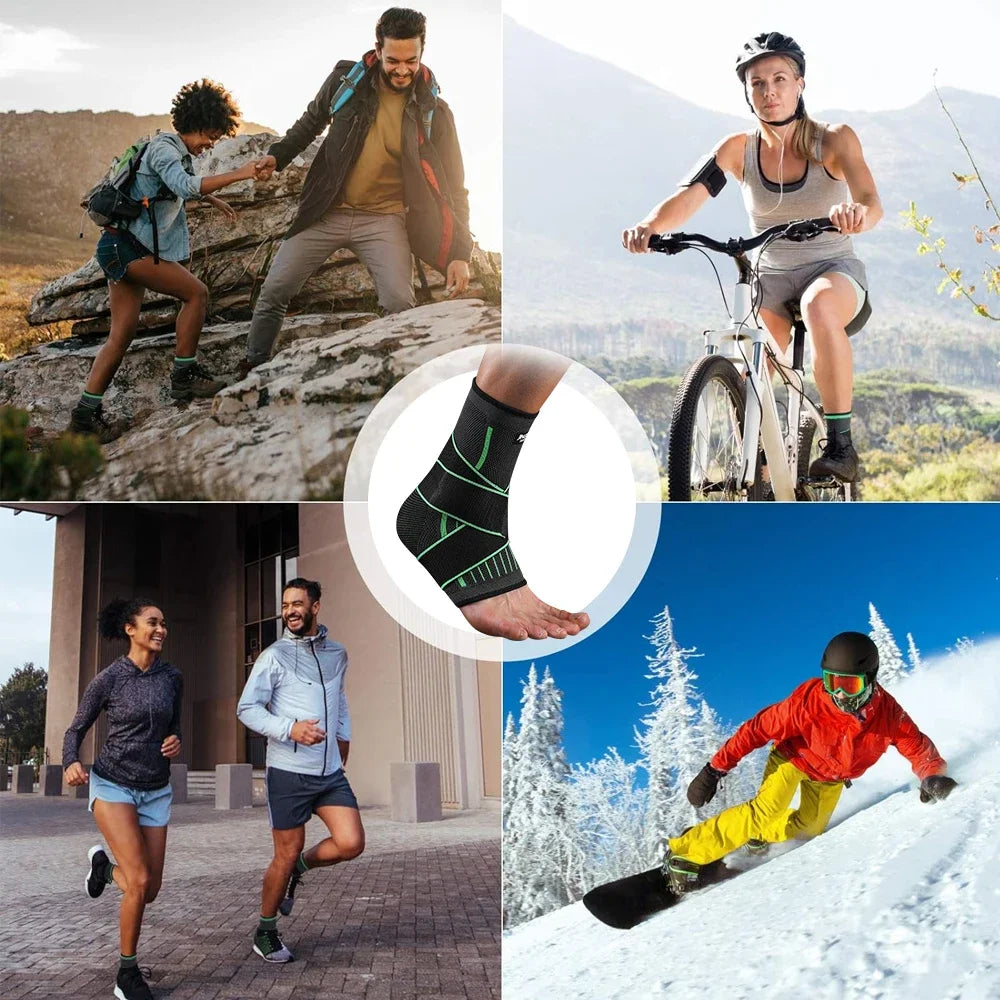 1 Pcs Ankle Brace Compression Sleeve, Adjustable Ankle Support Strap for Sprained, Plantar Fasciitis,