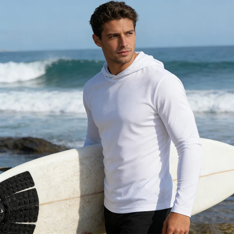 5pcs Men's T-shirt Sports Long Sleeved Shirts Hooded Solid Color Breathable Casual Shirt Suitable