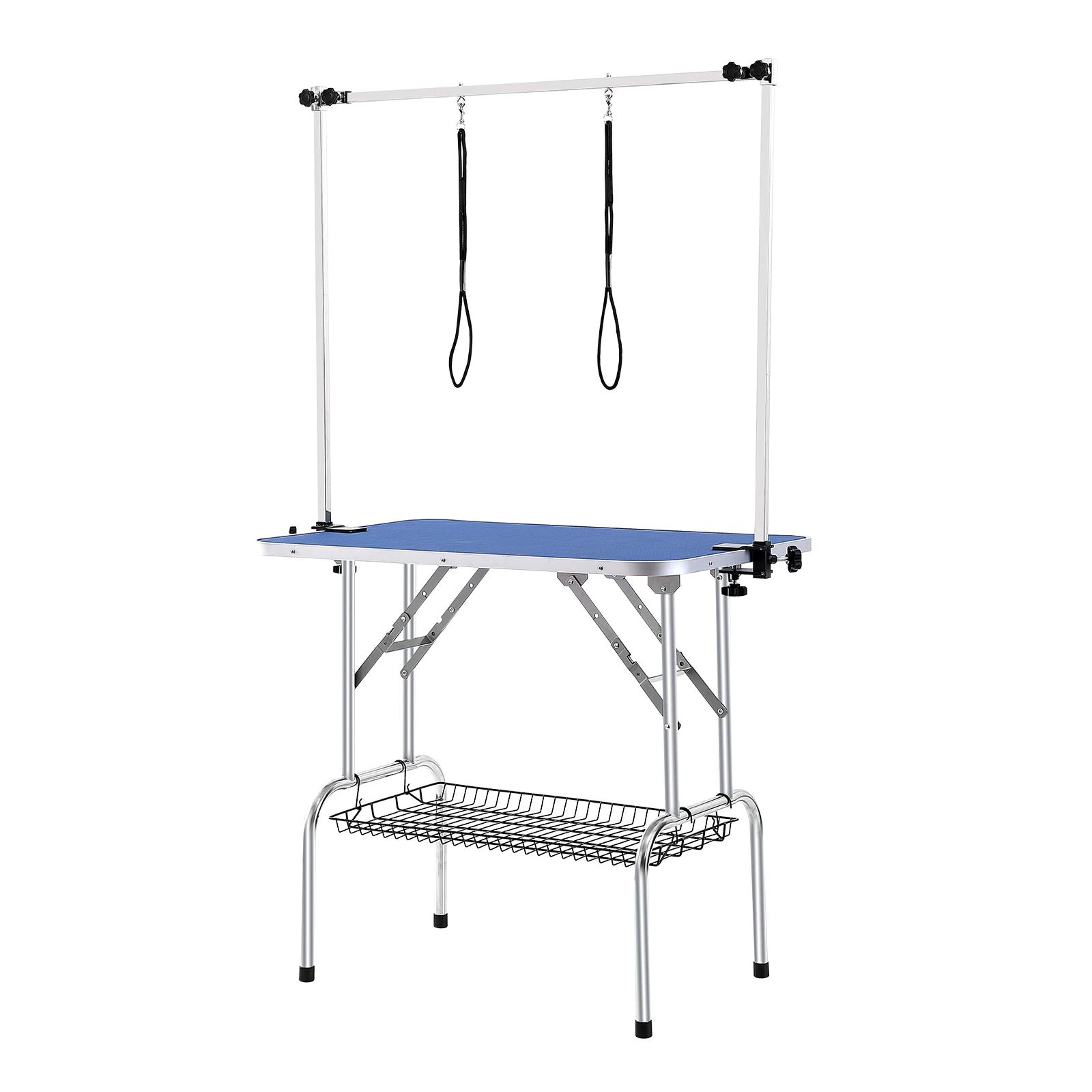 SucceBuy Pet Grooming Table Two Arms with Clamp Dog Grooming Foldable Stand for Medium Small Dogs