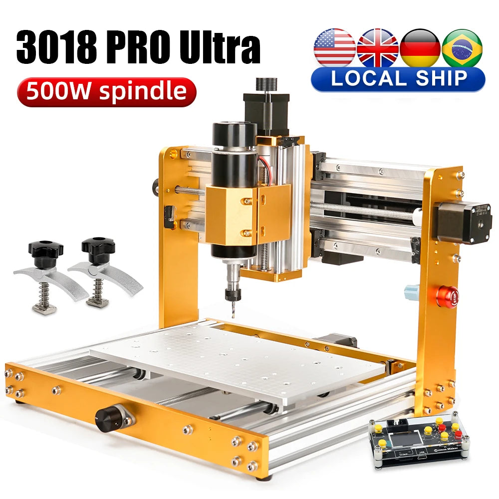 3018 Pro Ultra CNC Router 500W All-Metal Engraver Machine Limit Switch E-Stop with GRBL Offline