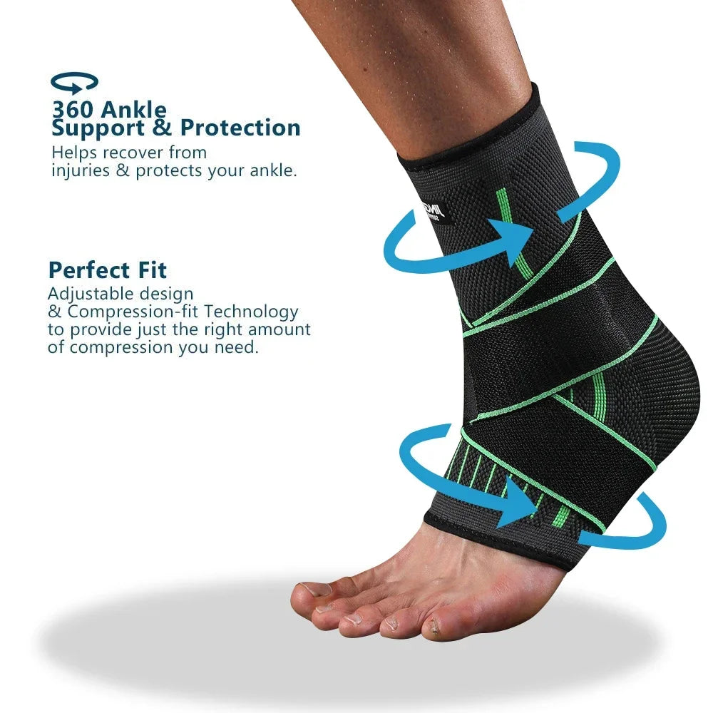 1 Pcs Ankle Brace Compression Sleeve, Adjustable Ankle Support Strap for Sprained, Plantar Fasciitis,