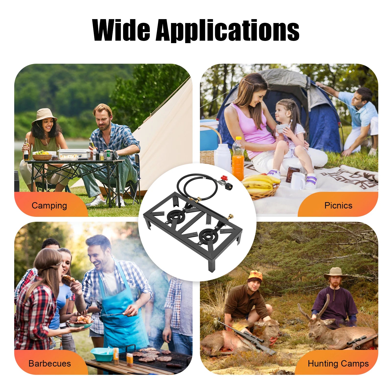 Gas Stove Camping Grill Propane Cooker Outdoor Gas for BBQ Picnic Hiking 8000W