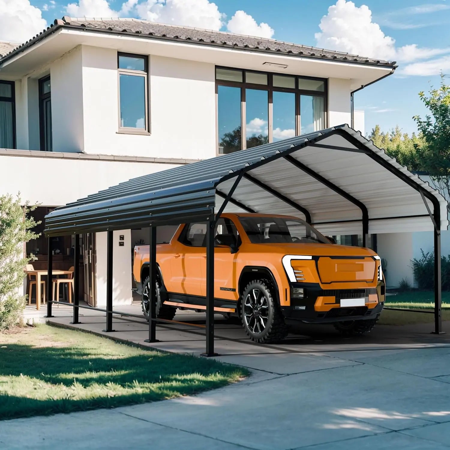 12x15 FT Heavy Duty Metal Carport Canopy with Enhanced Base & Frame