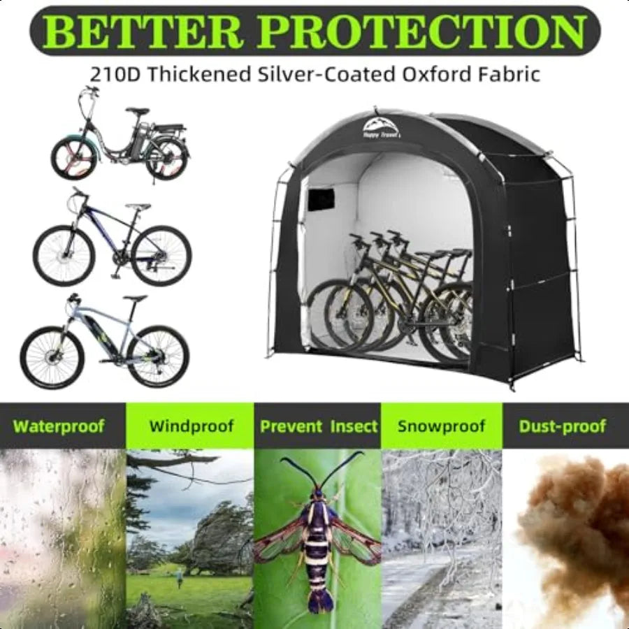 Bike Storage Tent ShedLarge Outdoor Waterproof Bicycle Covers Shelter with Window for 2 3 Bikes Oversized Outside Portable Shed