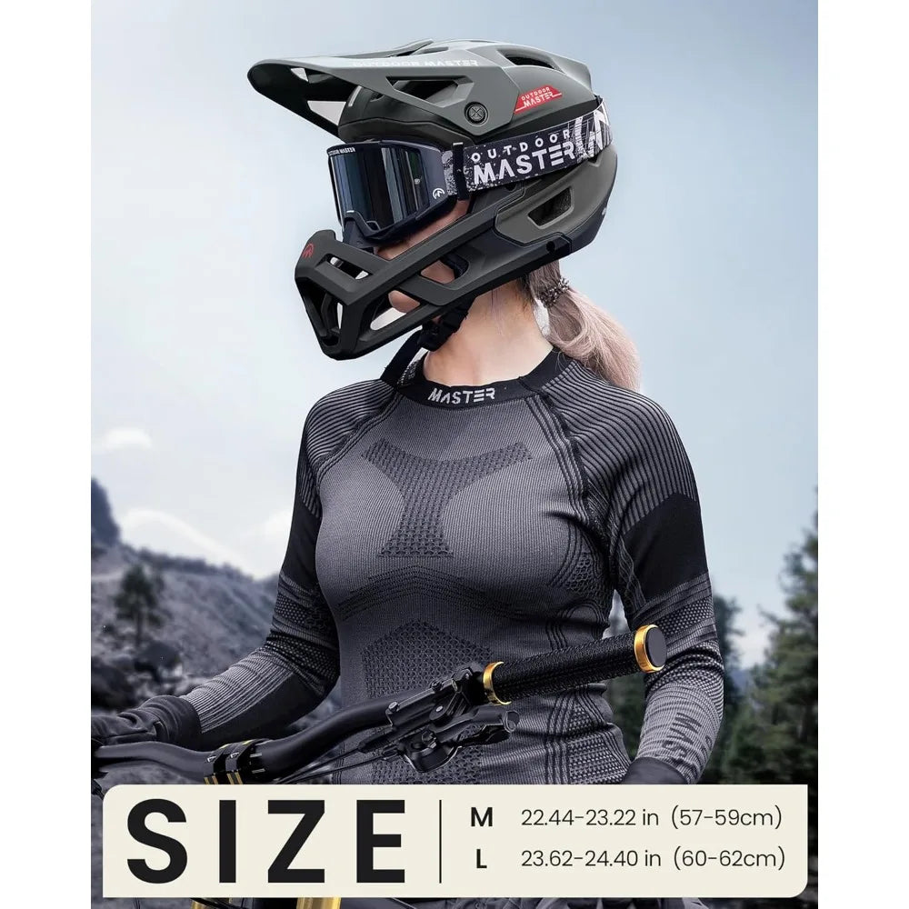 Full face mountain bike helmet - two removable chin pads, ventilated light racing downhill