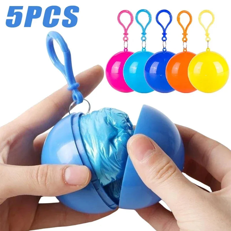 1/5 Random Disposable Raincoat Portable Waterproof Compression Ball Pocket Raincoat Outdoor Travel Hangable Poncho Camping Gear