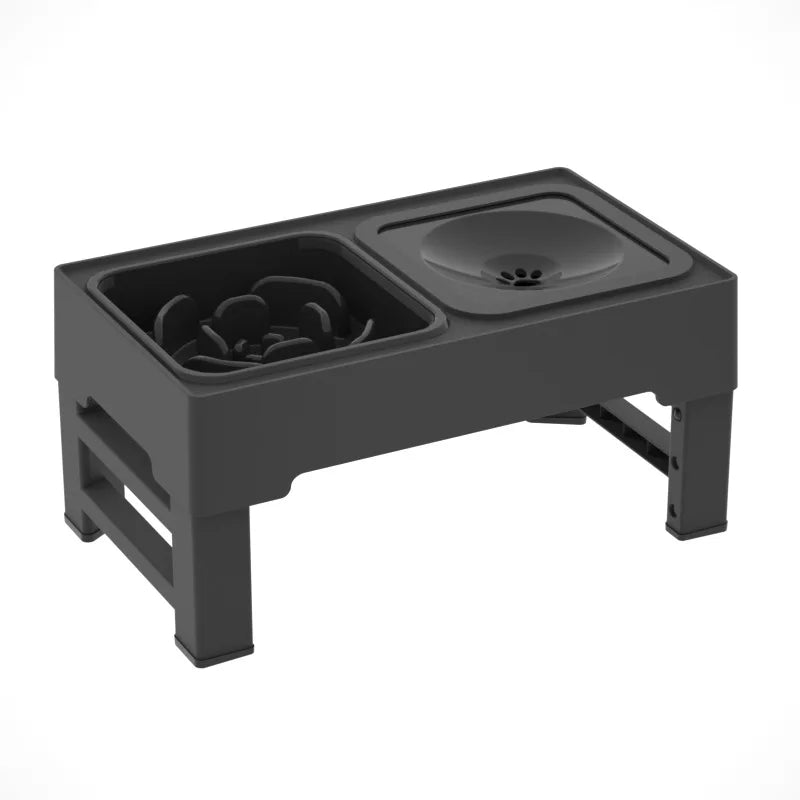 Elevated Dog Food Slow Feeder 4 Adjustable Heights Raised with Stainless Steel Bowls Anti Slip Dog Water Bowl