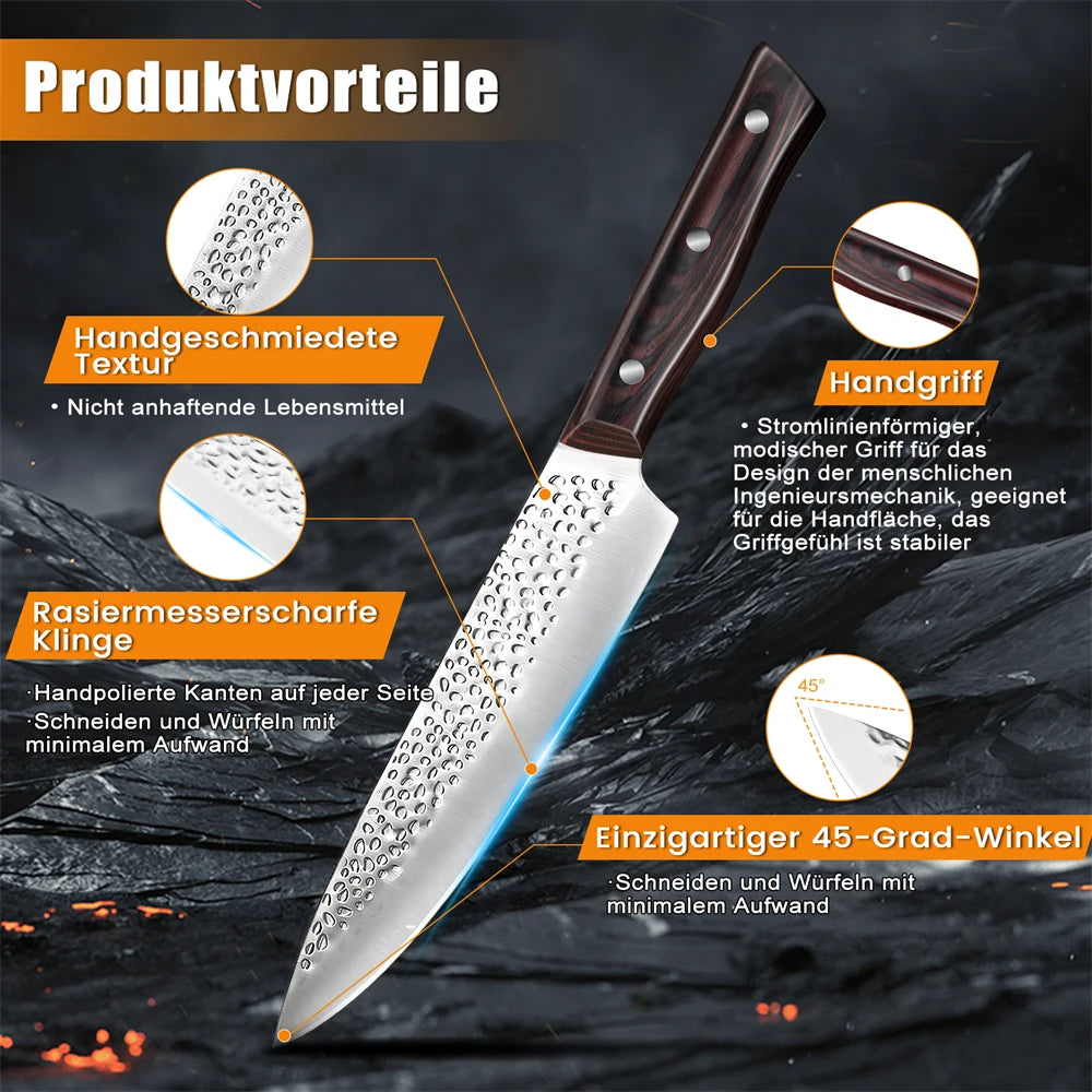 ZENG 8pcs Chef Knife Kitchen Knives Set Sharp Cutting Blade Meat Salmon Slicing Knives Santoku