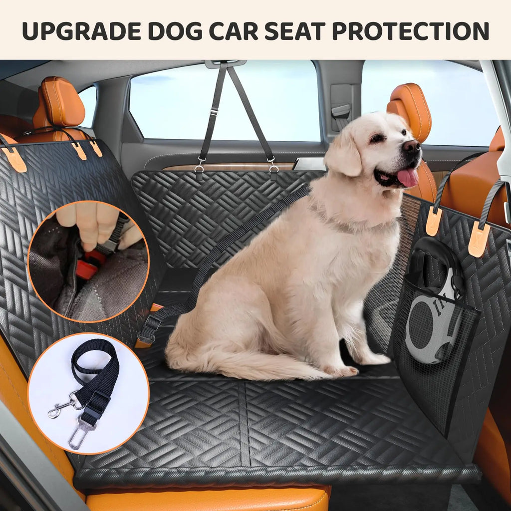 Car Rear Seat Dog Seat Cover, Hard Bottom Rear Seat Extender, Load-Bearing 400 Pounds, Anti-Scratch Washable Dog Hammock