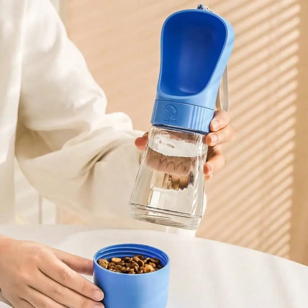 2 in 1 Dog Water Bottle Portable Pet Travel Water Food Container, 320ml Water 170ml Food / 330ml Single Water
