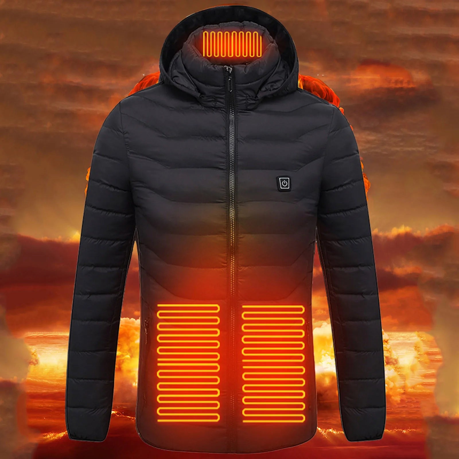 Winter Usb Heating Jackets Smart 8 Heated Stand Collar Hooded Warm Eletric Coat Thick Short Puffer Jakcet For Men Women